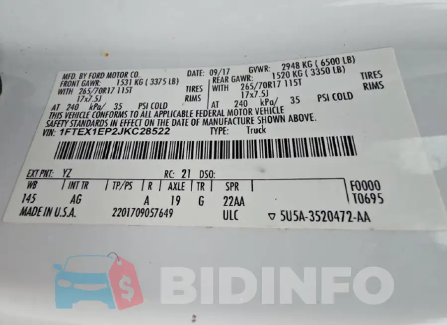 1FTEX1EP2JKC28522 Photo# 12