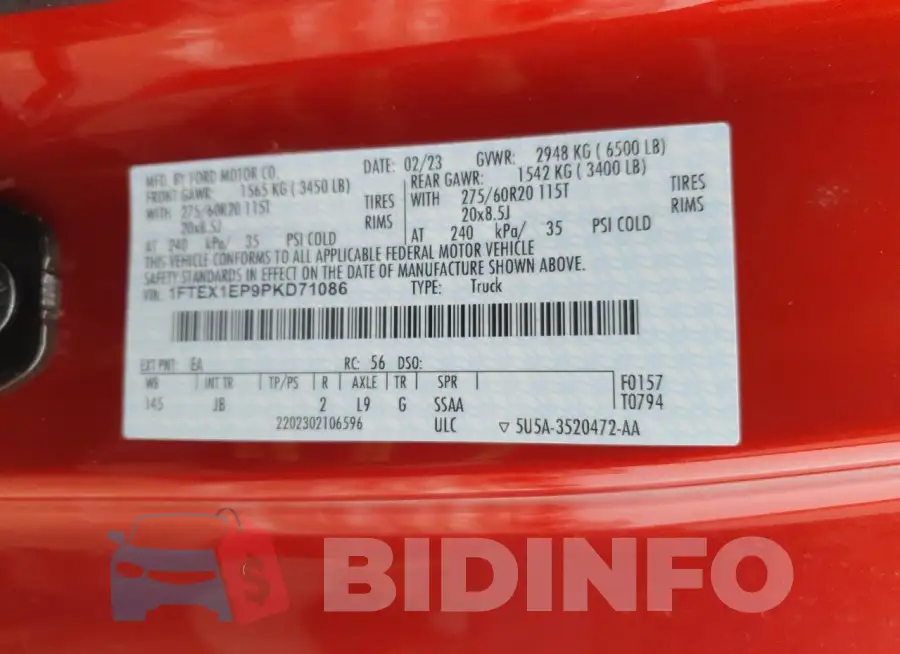 1FTEX1EP9PKD71086 Photo# 12