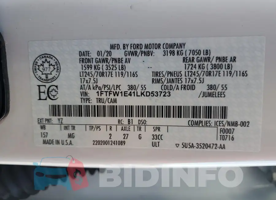 1FTFW1E41LKD53723 Photo# 12