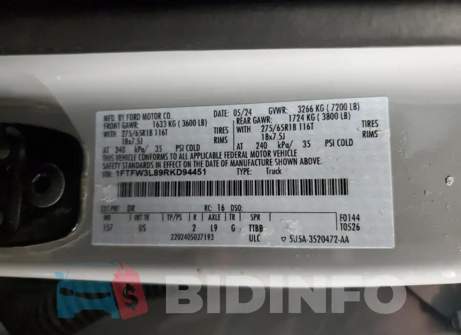 1FTFW3L89RKD94451 Photo# 12