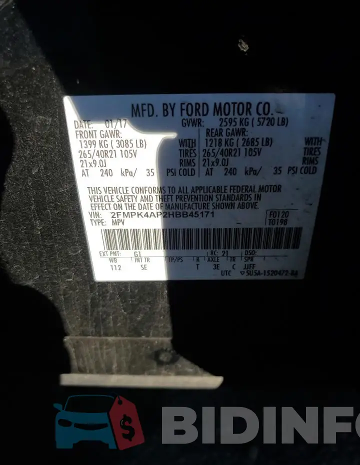 2FMPK4AP2HBB45171 Photo# 14
