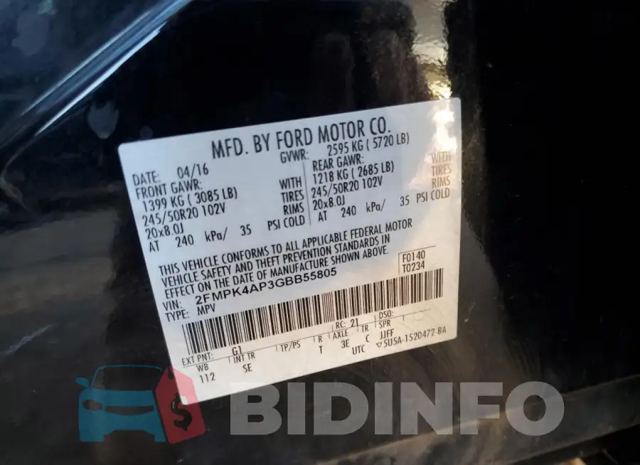 2FMPK4AP3GBB55805 Photo# 14