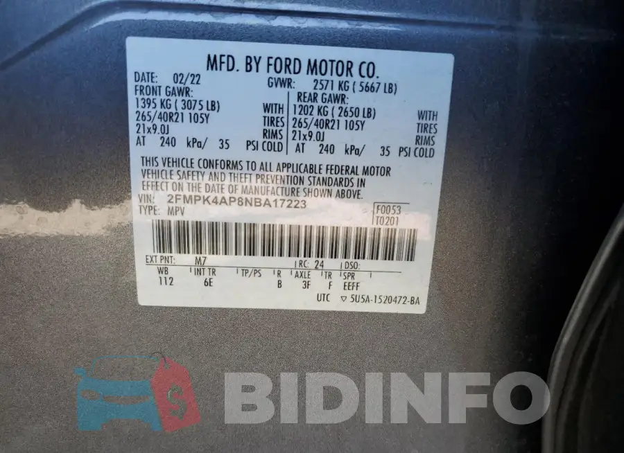 2FMPK4AP8NBA17223 Photo# 14