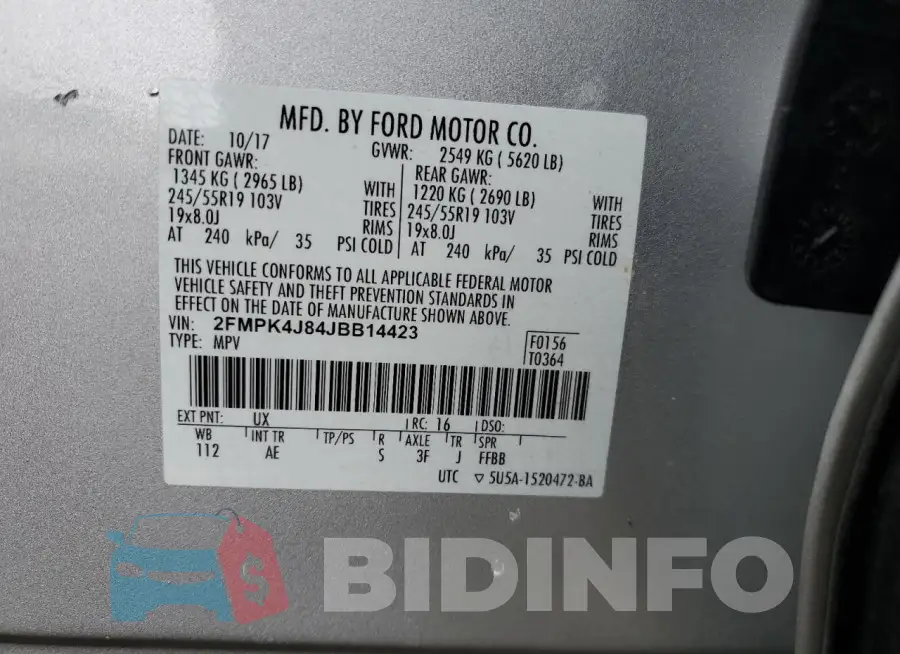 2FMPK4J84JBB14423 Photo# 12