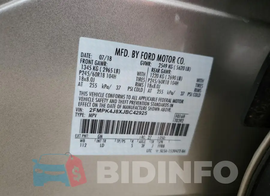 2FMPK4J8XJBC42925 Photo# 13