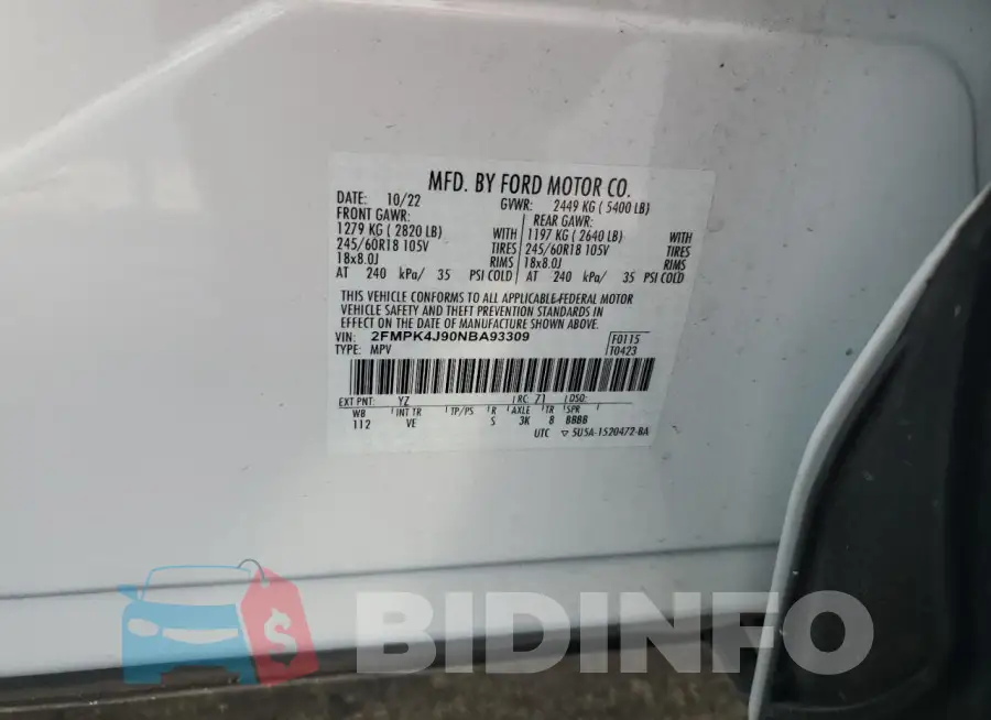 2FMPK4J90NBA93309 Photo# 12