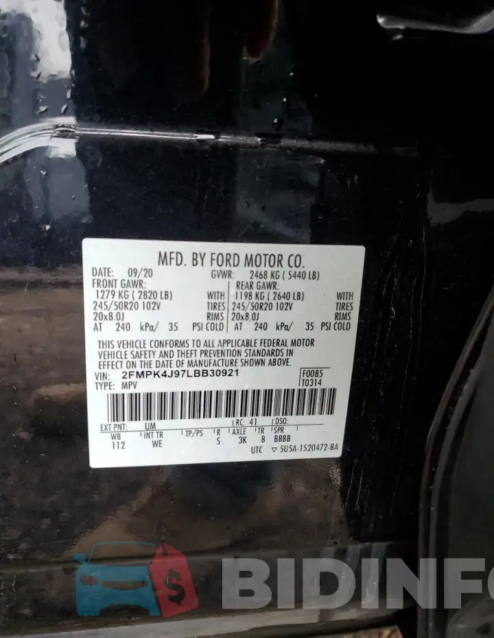 2FMPK4J97LBB30921 Photo# 12