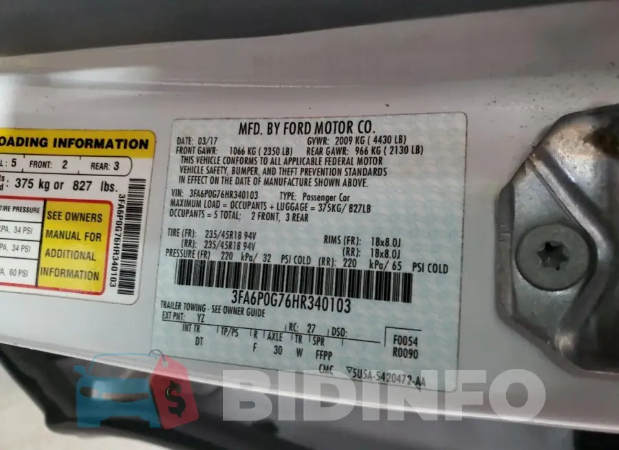 3FA6P0G76HR340103 Photo# 12