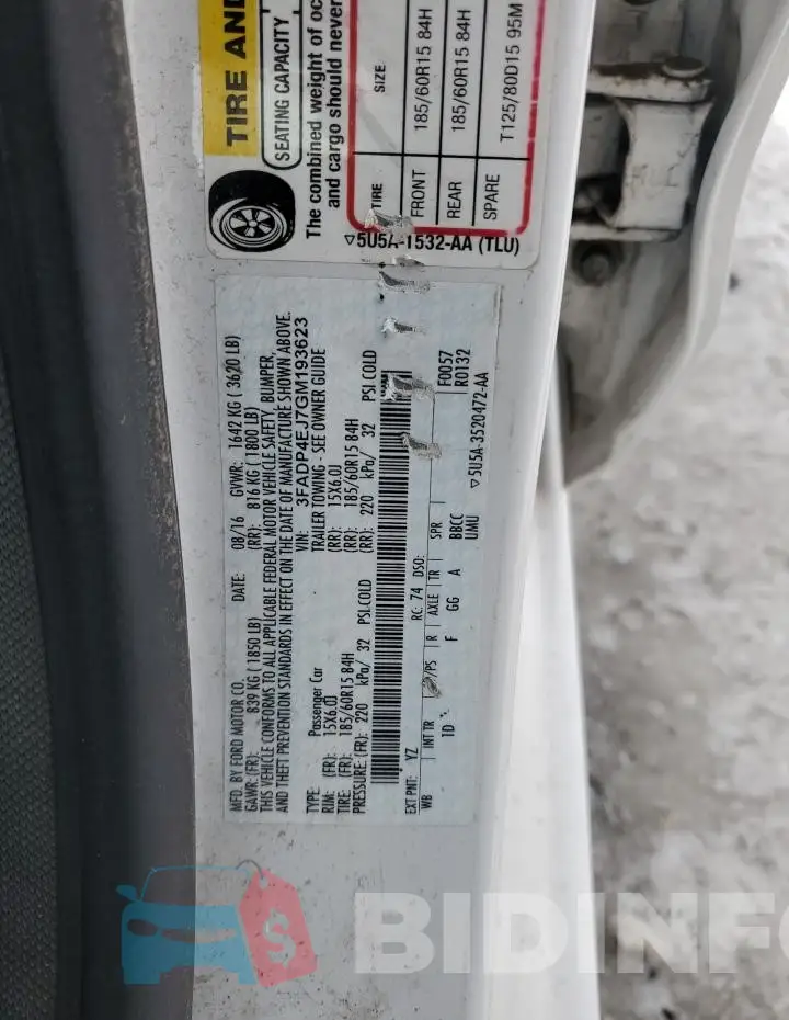 3FADP4EJ7GM193623 Photo# 12