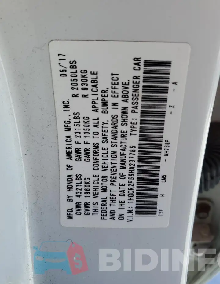 1HGCR2F55HA237785 Photo# 12