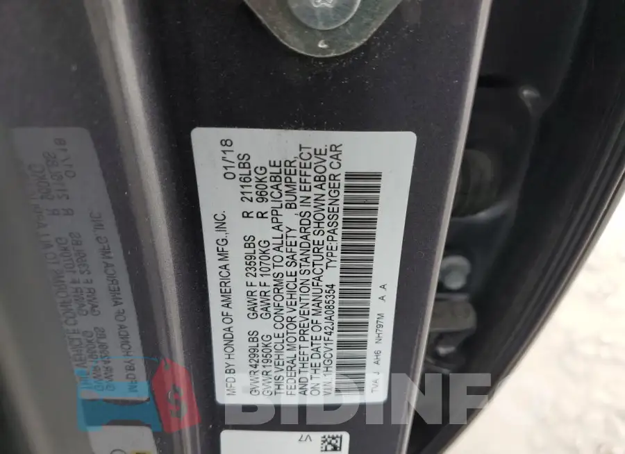 1HGCV1F42JA085354 Photo# 12