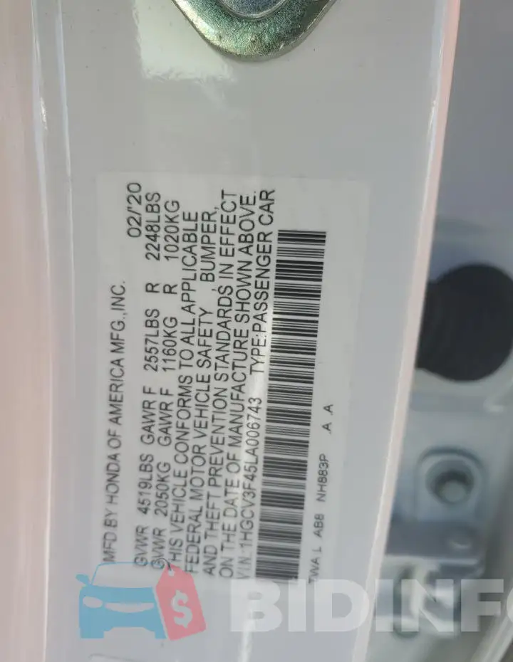 1HGCV3F45LA006743 Photo# 13