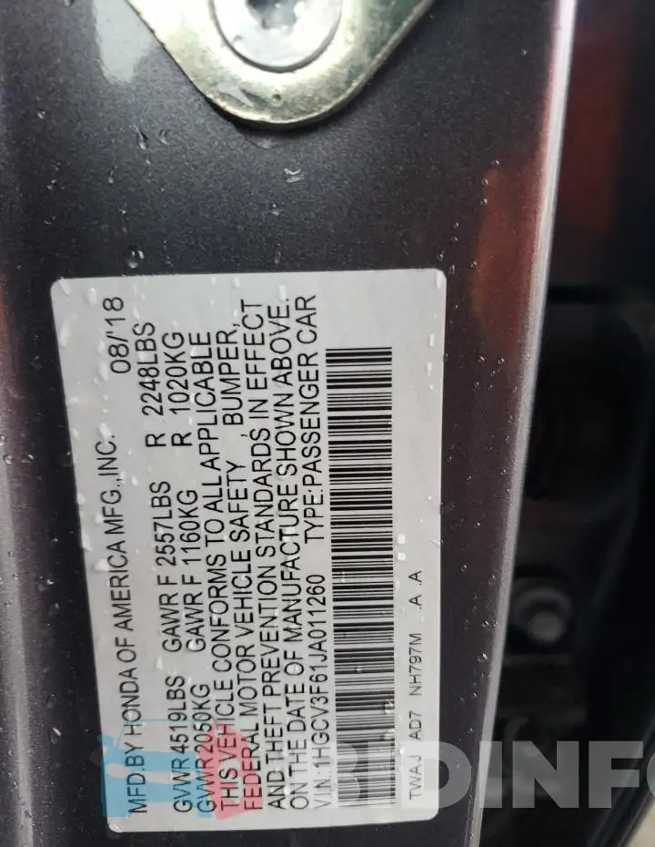1HGCV3F61JA011260 Photo# 13