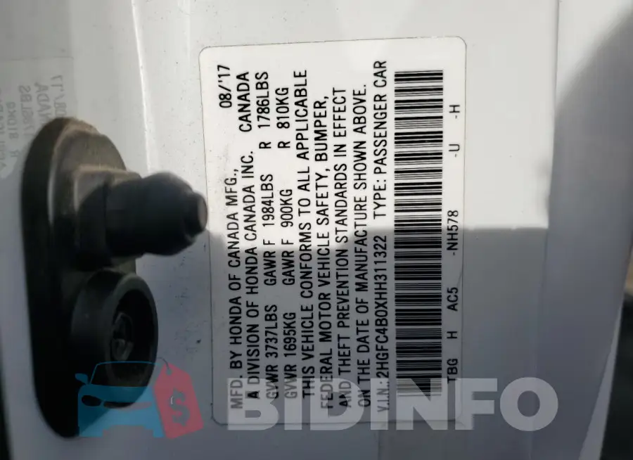 2HGFC4B0XHH311322 Photo# 12