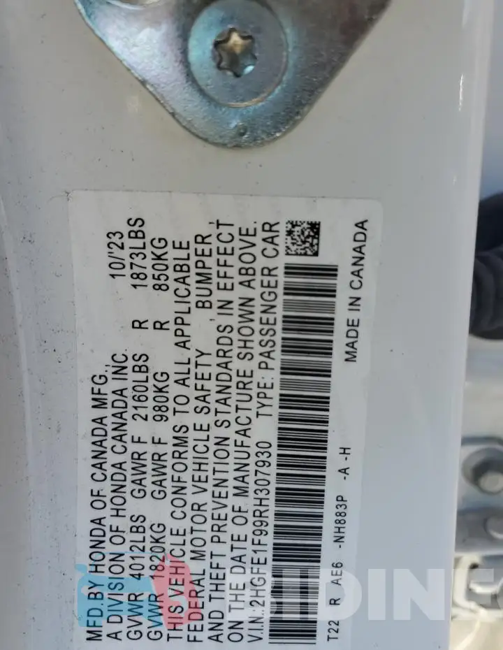 2HGFE1F99RH307930 Photo# 12