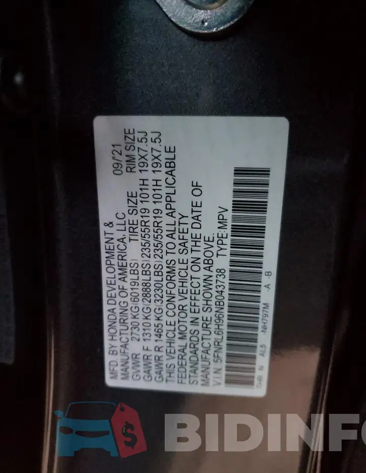 5FNRL6H96NB043738 Photo# 13