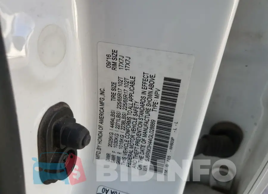 5J6RM3H44GL028889 Photo# 14