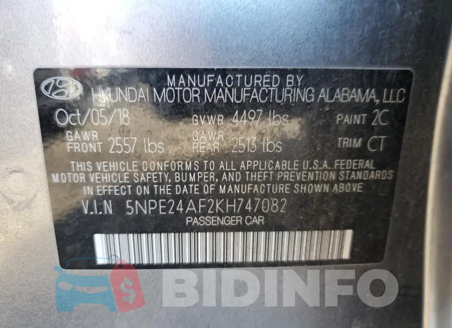 5NPE24AF2KH747082 Photo# 12