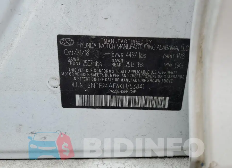 5NPE24AF6KH753841 Photo# 12