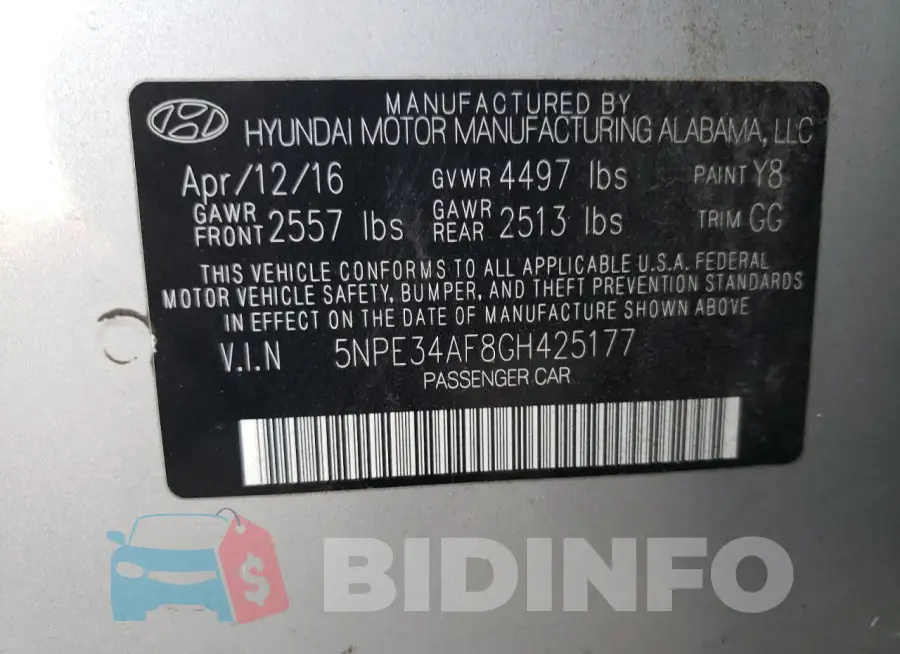 5NPE34AF8GH425177 Photo# 13