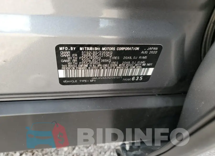 JA4J4VA82NZ091571 Photo# 14