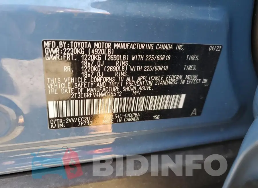 2T3E6RFV4NW035512 Photo# 14