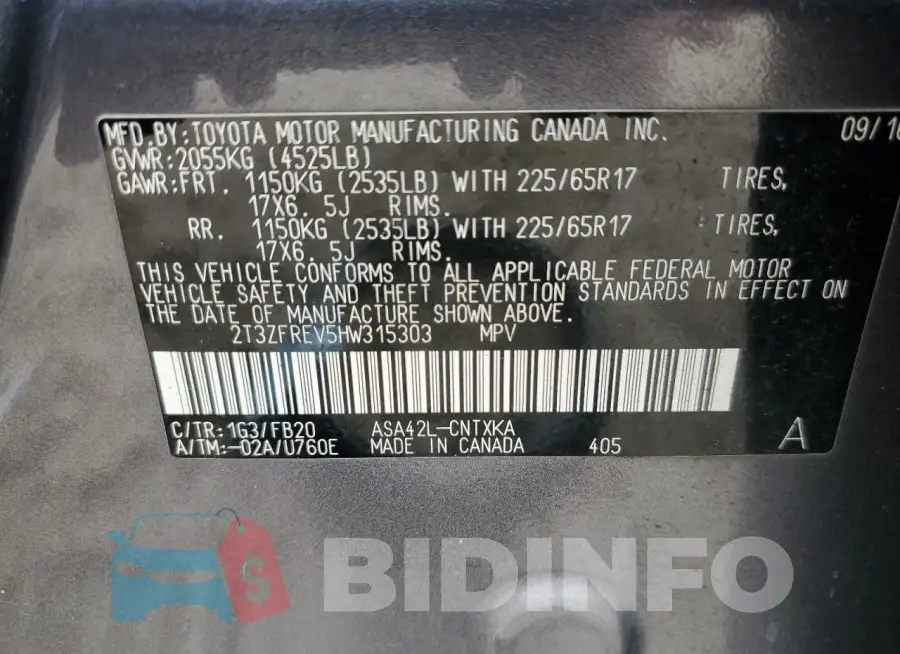 2T3ZFREV5HW315303 Photo# 13