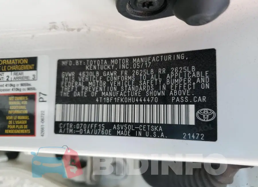 4T1BF1FK0HU444470 Photo# 13