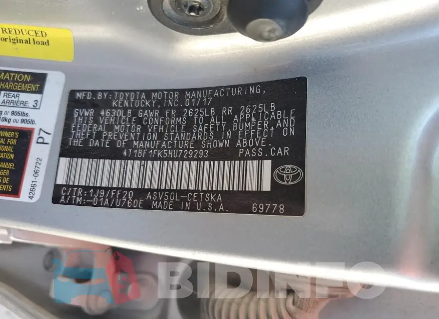 4T1BF1FK5HU729293 Photo# 12