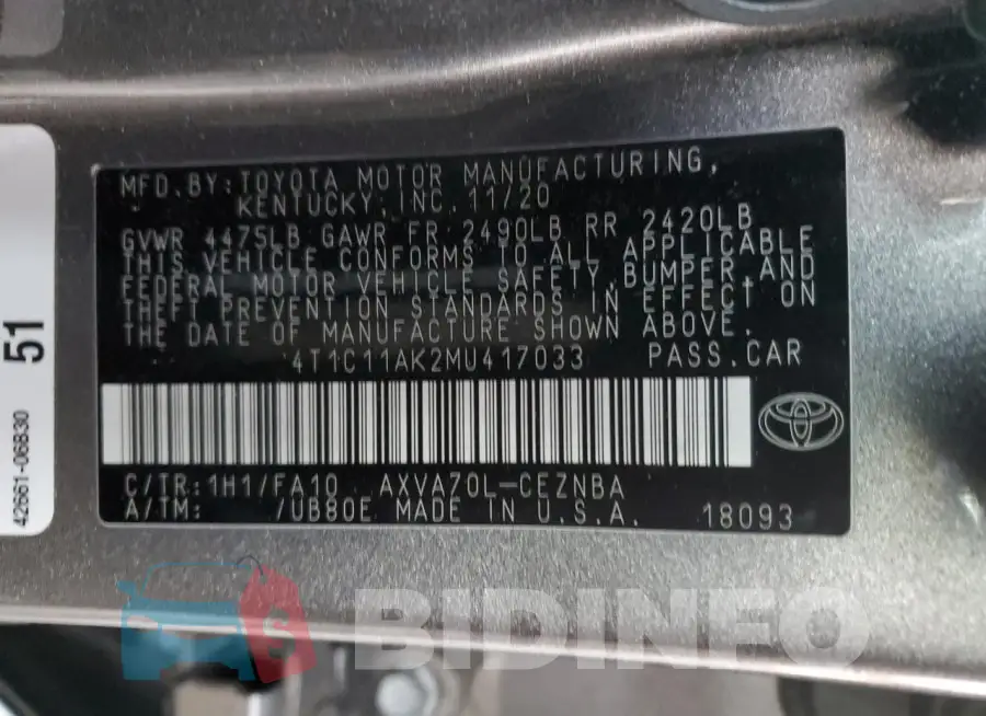 4T1C11AK2MU417033 Photo# 12