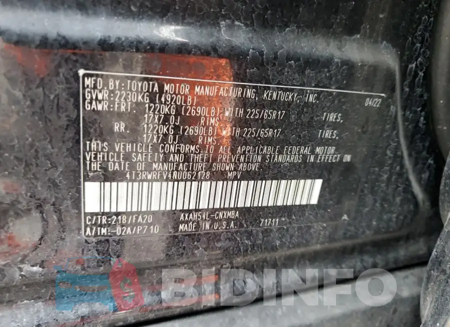 4T3RWRFV4NU062128 Photo# 13