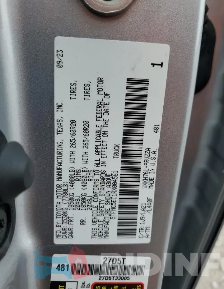 5TFNC5EC1RX004561 Photo# 13