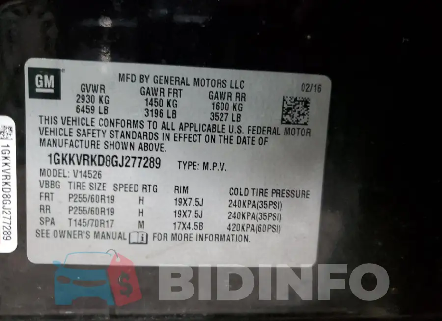 1GKKVRKD8GJ277289 Photo# 13