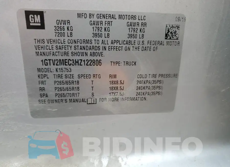 1GTV2MEC3HZ122806 Photo# 13