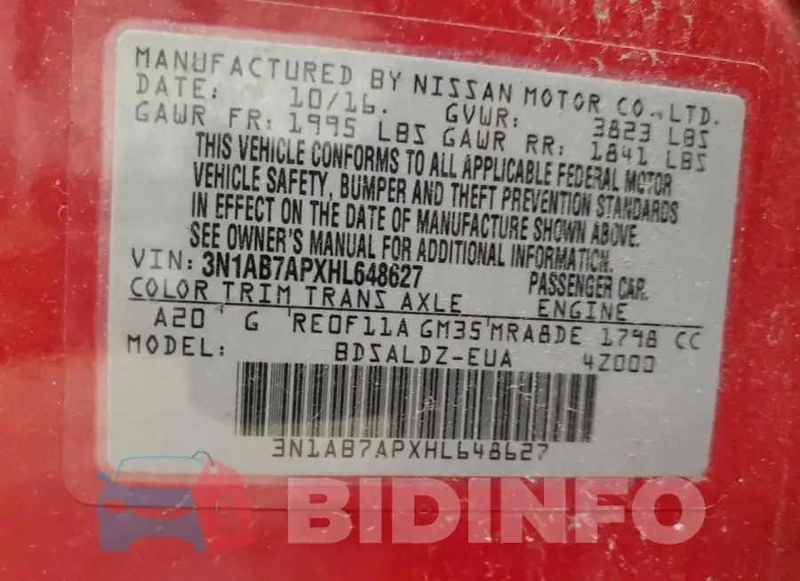 3N1AB7APXHL648627 Photo# 12