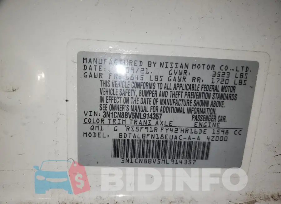 3N1CN8BV5ML914357 Photo# 12