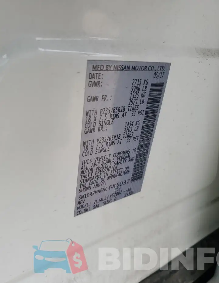 5N1DR2MN6HC685037 Photo# 13