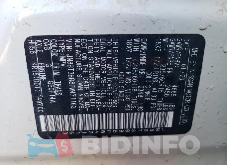JN8BT3BB8PW471163 Photo# 14
