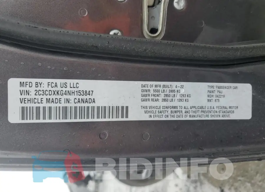 2C3CDXKG4NH153847 Photo# 12