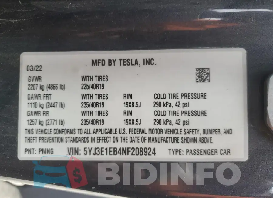 5YJ3E1EB4NF208924 Photo# 12