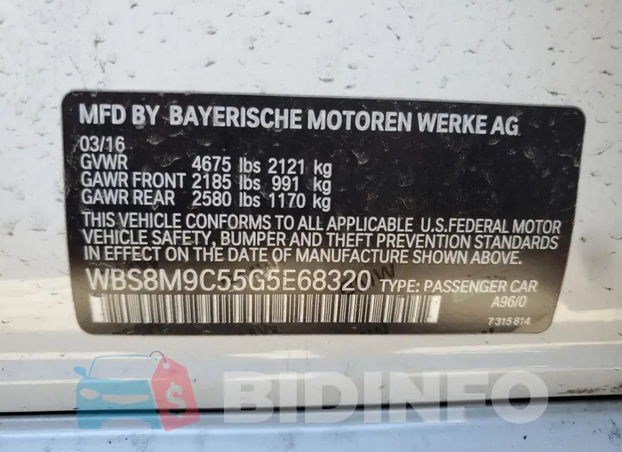 WBS8M9C55G5E68320 Photo# 13
