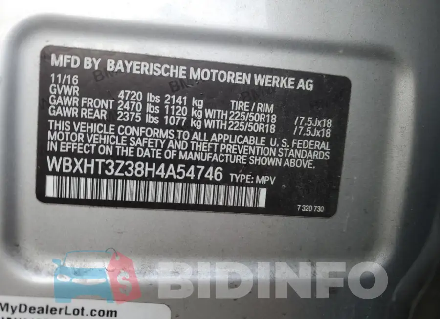 WBXHT3Z38H4A54746 Photo# 13