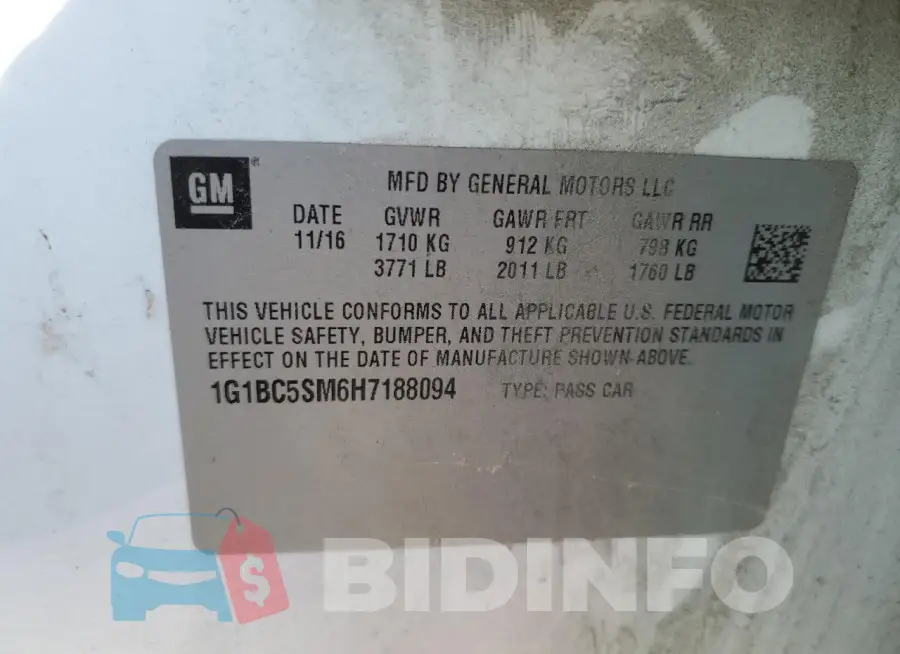 1G1BC5SM6H7188094 Photo# 12