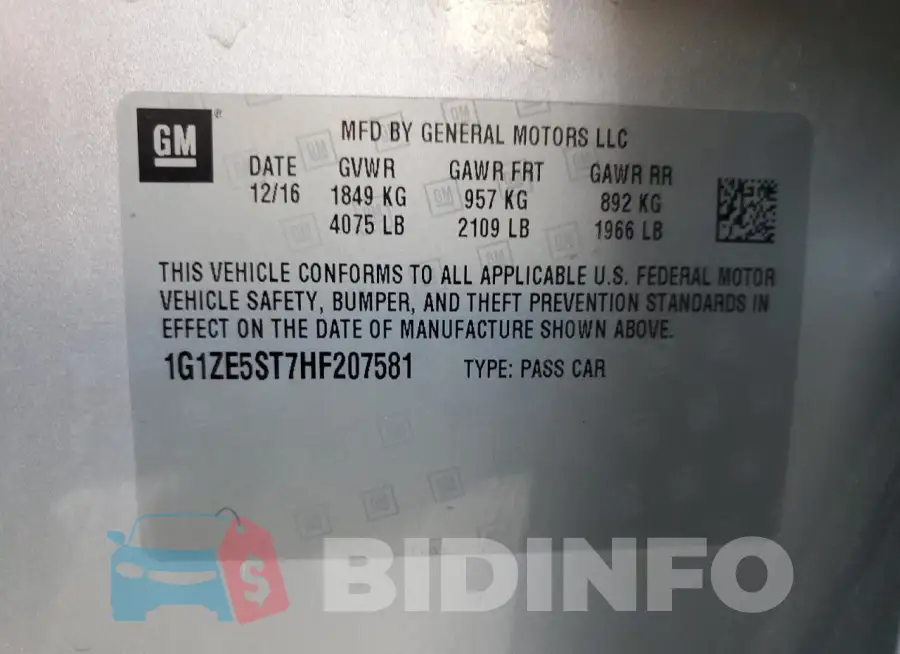1G1ZE5ST7HF207581 Photo# 12
