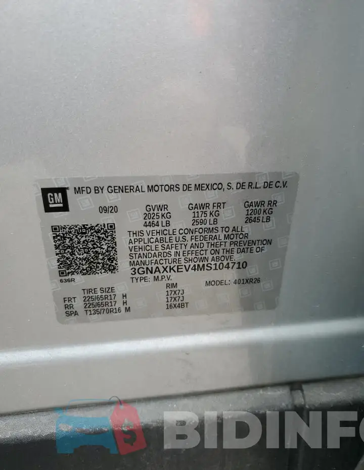 3GNAXKEV4MS104710 Photo# 13