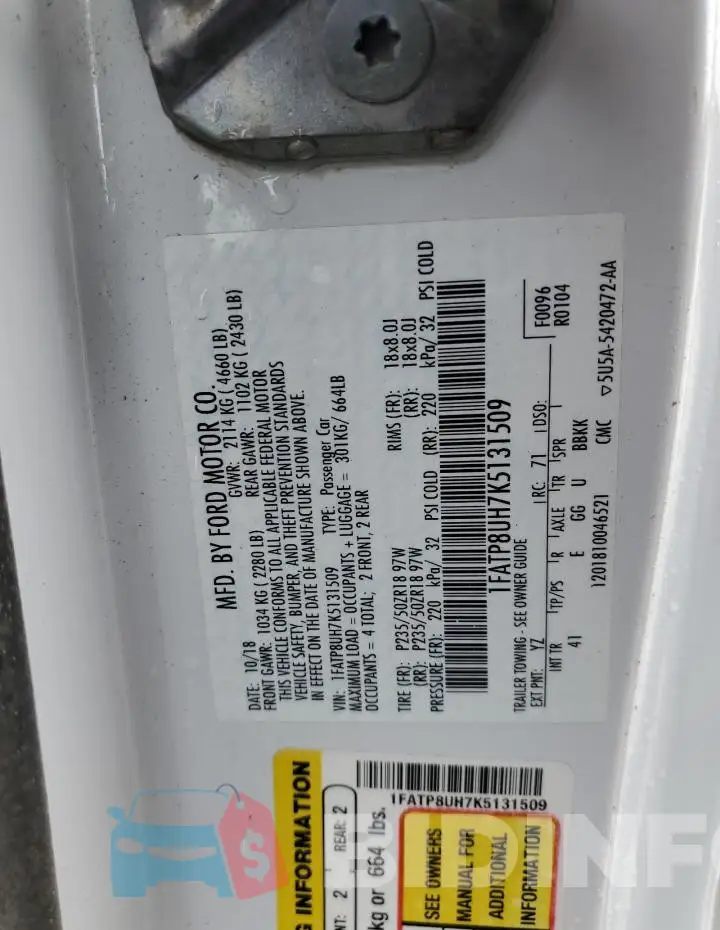 1FATP8UH7K5131509 Photo# 12