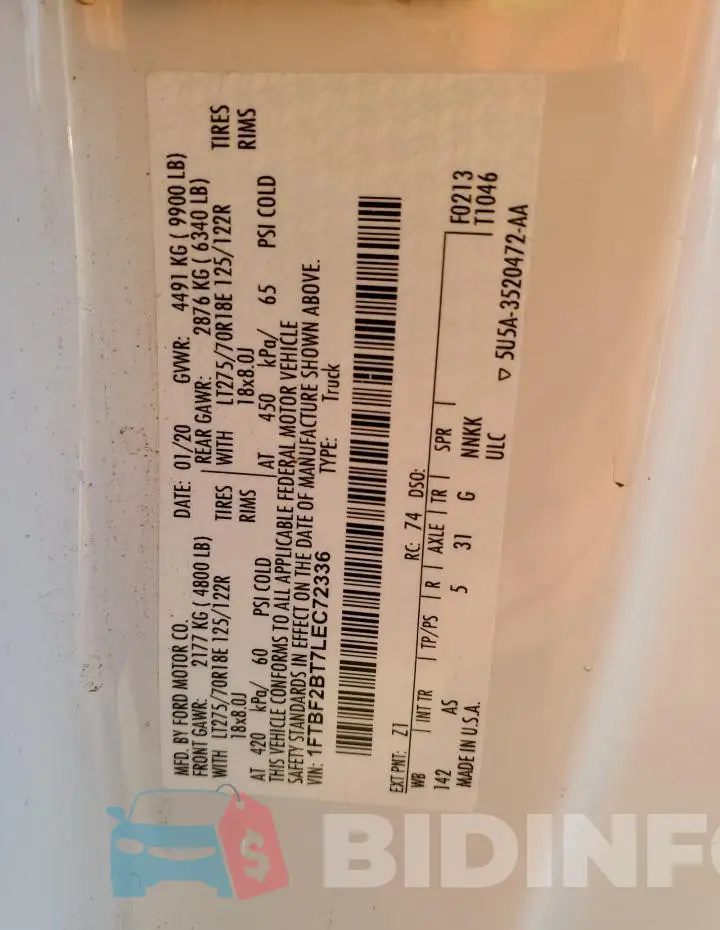 1FTBF2BT7LEC72336 Photo# 12