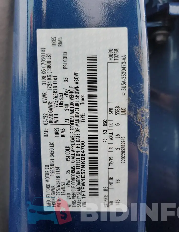 1FTFW1E57NKD84700 Photo# 12