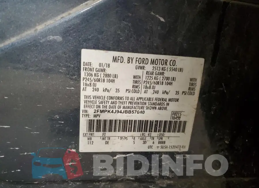 2FMPK4J94JBB57040 Photo# 12