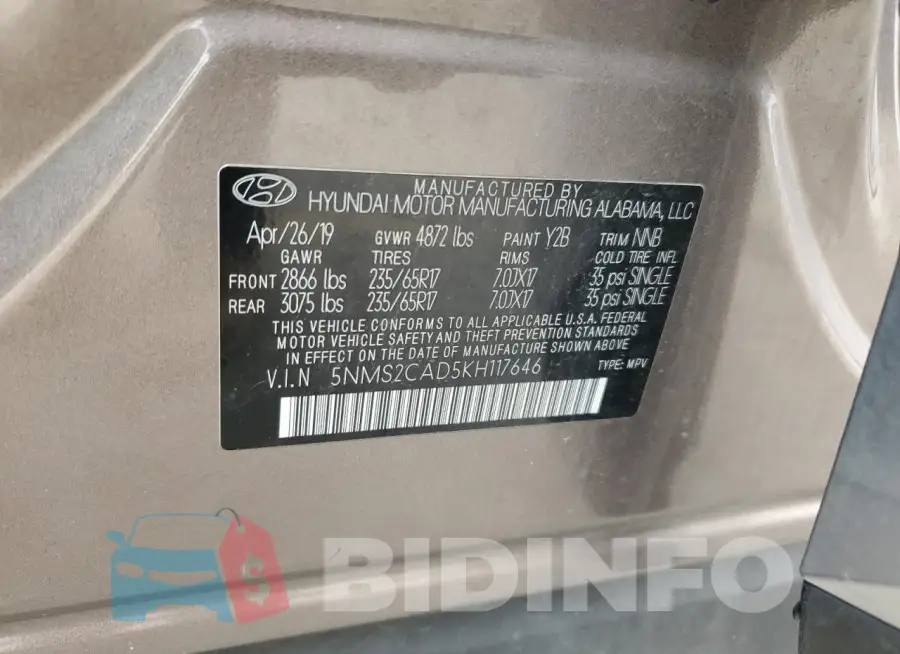5NMS2CAD5KH117646 Photo# 13